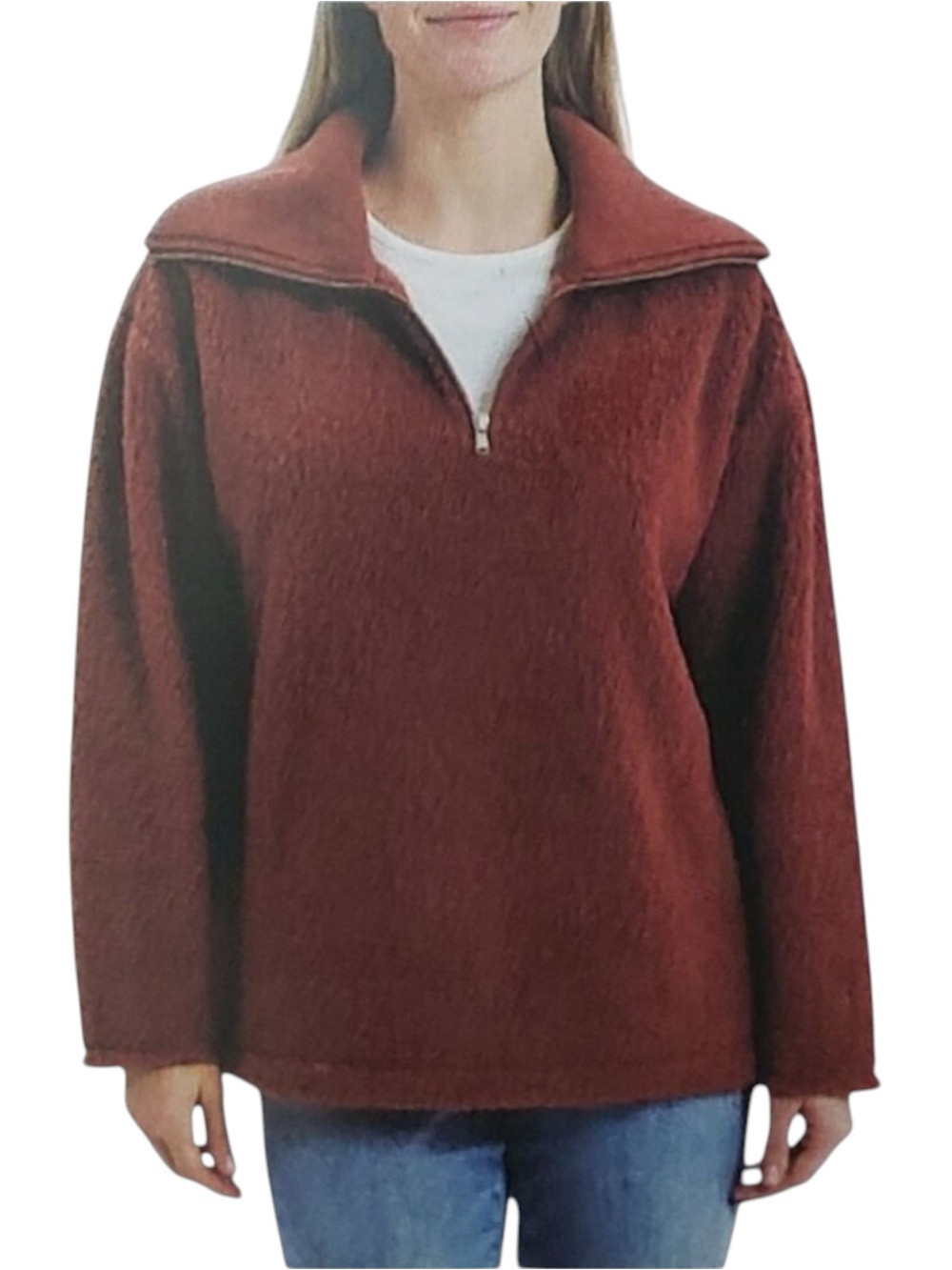 NWT Berkeley Jensen Women’s XXL Quarter Zip Sherpa Fleece Pullover Rusty Red